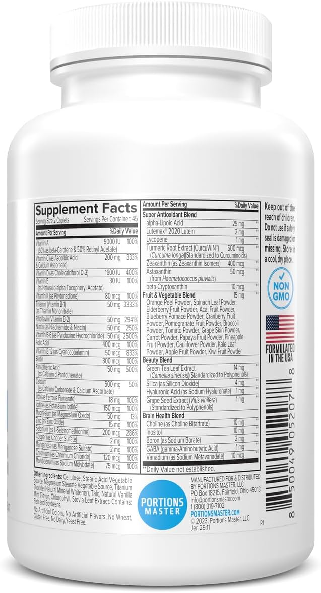 Portions Master Women's Multivitamin, Energy, Immunity & Bone (90 Capsules) - görsel 3