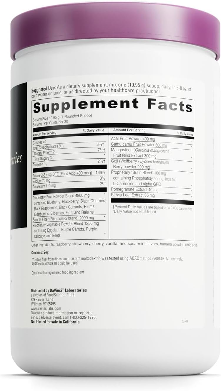 DAVINCI Labs Spectra Purples - Antioxidant Powder Supplement with Fruits, Vegetables & Herbal Extracts, 30 Servings - görsel 2