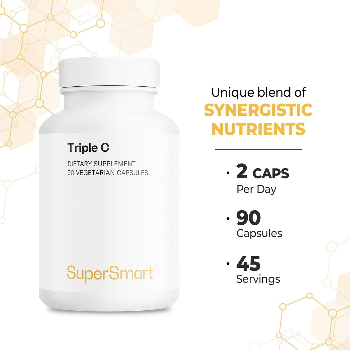 Supersmart Triple C (High Strength) - 3-in-1 Vitamin C Complex with Flavonoids - 90 Vegetarian Capsules - görsel 5