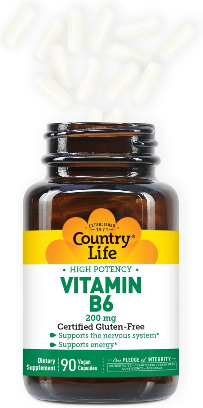 Country Life Vitamin B-6 - High Potency - 200 mg - 90 Vegan Capsules - görsel 3