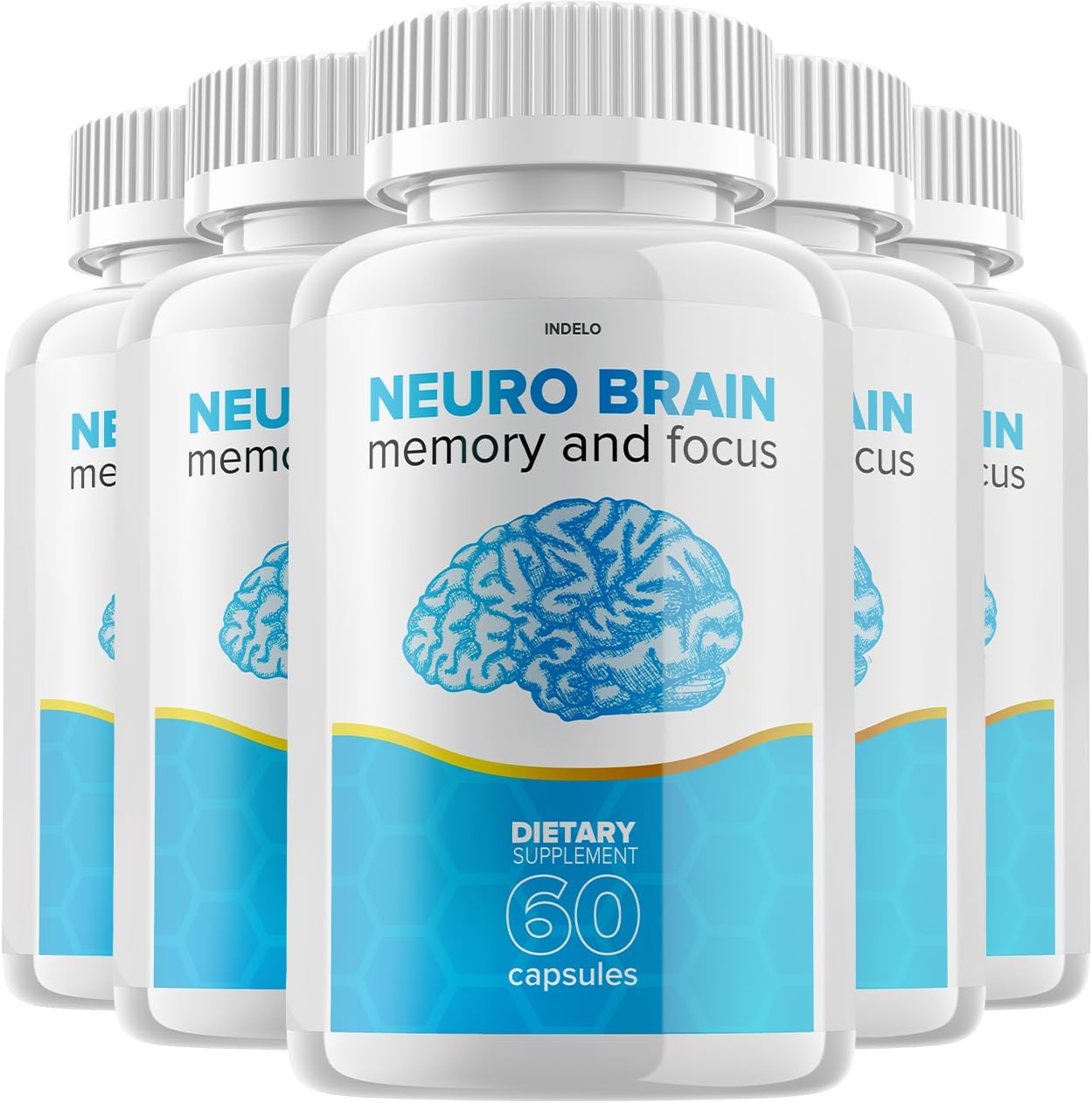 (5 Pack) Neuro Brain and Focus Supplement, Neuro Brain Memory Focus and Cognitive Support, Neuro Brain Pills Nootropic NeuroBrain to Boost Memory Neuro Brain Vitamin (300 Capsules) - görsel 1