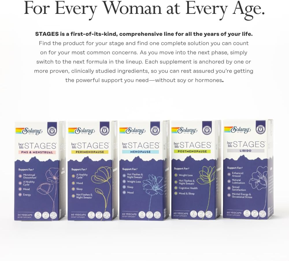 SOLARAY Perimenopause her Life Stages - Perimenopause Supplements for Women - Hot Flushes & Menopause Support with Saffron & Chasteberry - 60 VegCaps - görsel 6