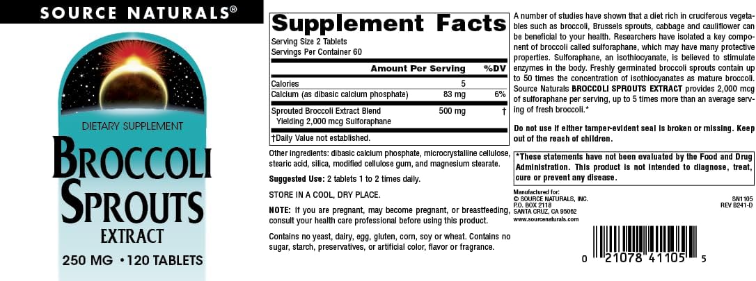 Source Naturals Broccoli Sprout Extract, 250 mg – 120 Tablets - görsel 5