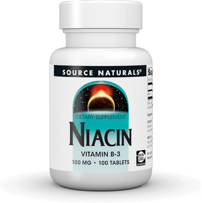 Source Naturals Niacin 100 mg – Vitamin B3 Food Supplement – 100 Tablets