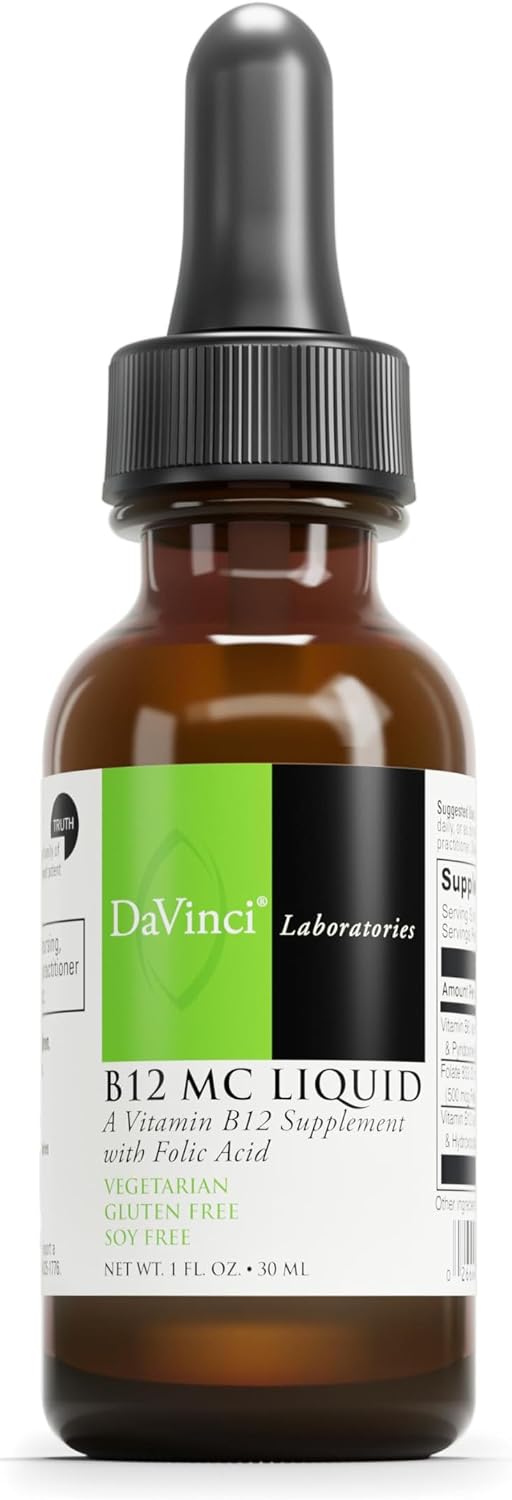 DAVINCI Labs B-12 MC Liquid - 5000mcg Vitamin B12 with B6 and Folate, 30 ml - görsel 1