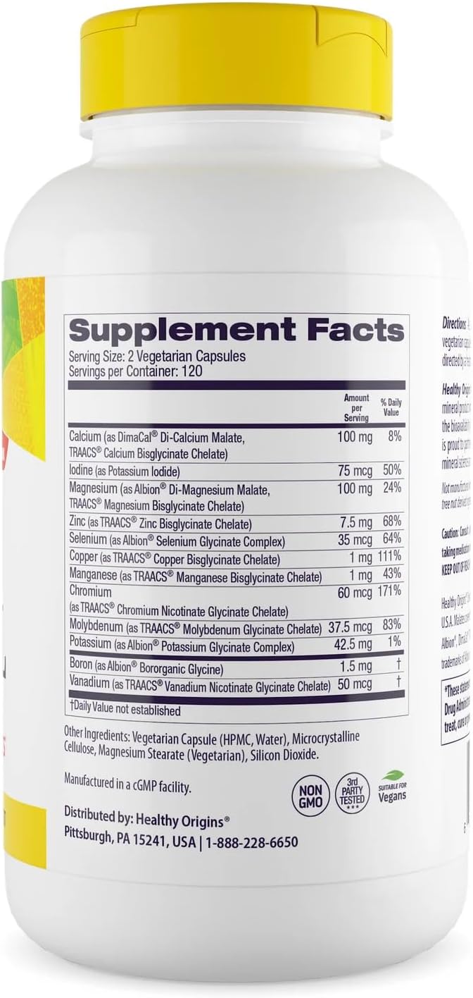 Healthy Origins Chelated Multi Mineral – 120 Veggie Capsules with Albion TRAACS - görsel 2