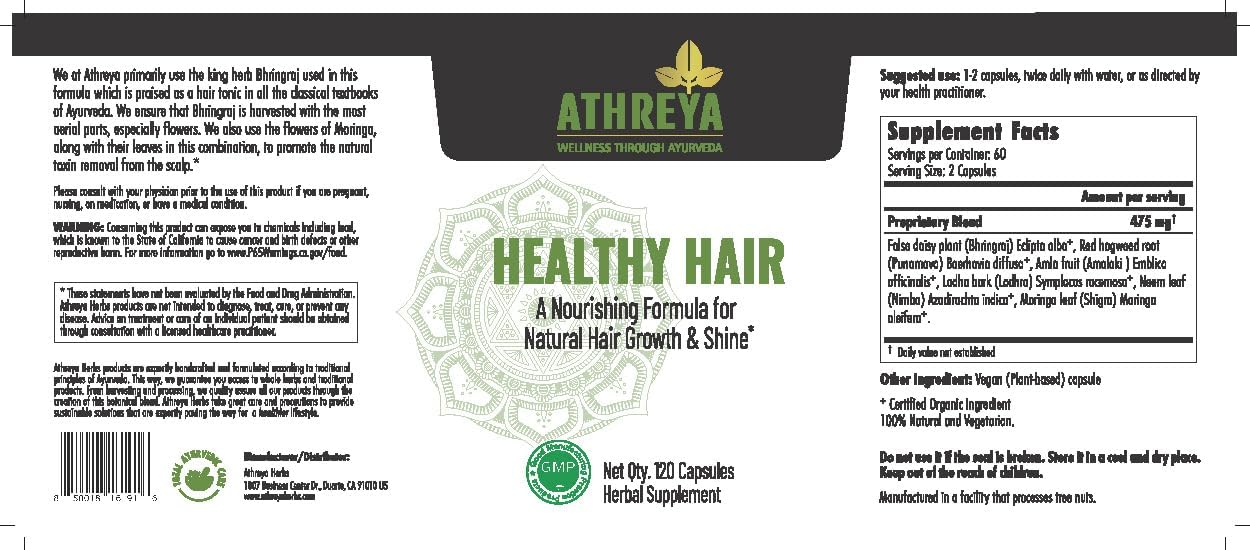 Athreya Herbs Healthy Hair Tablets with Vitamin C - 120 Tablets - görsel 2