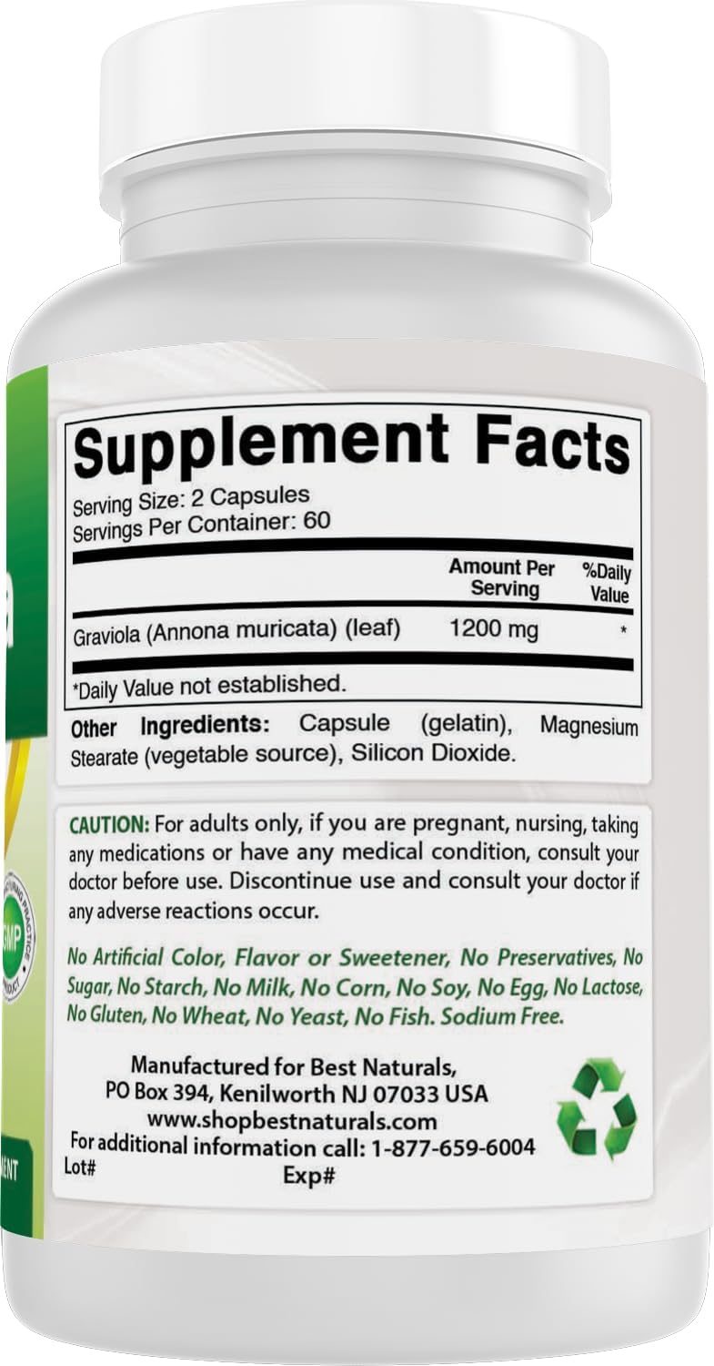 Best Naturals Graviola Capsules, Annona Muricata, 600 mg, 120 Capsules - görsel 6
