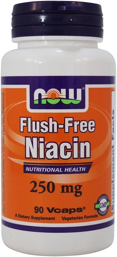 NOW Flush-Free Niacin 250 mg, 90 Capsules (Pack of 2)