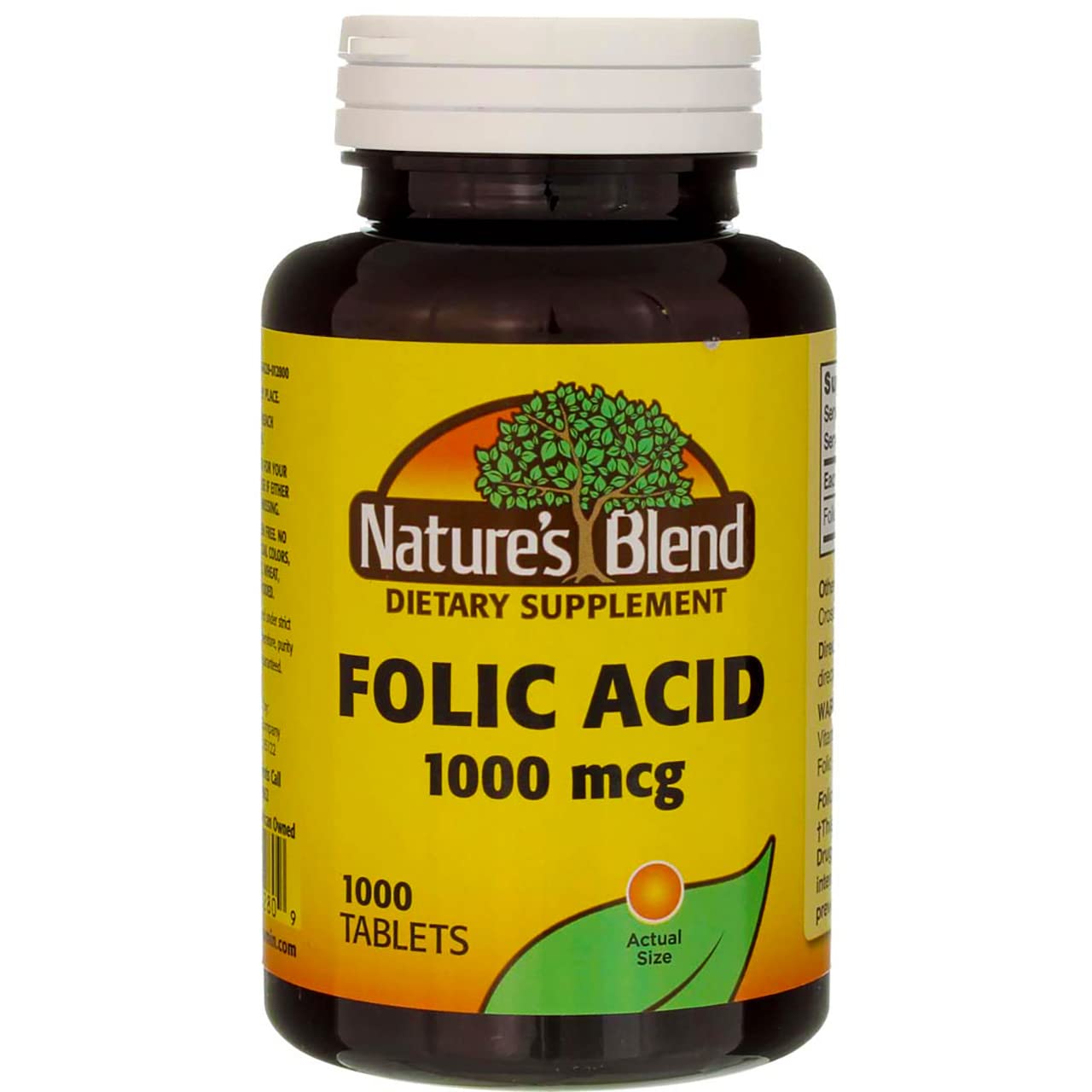 Nature's Blend Folic Acid 1000 mcg - 1000 Tablets (Pack of 3) - görsel 1
