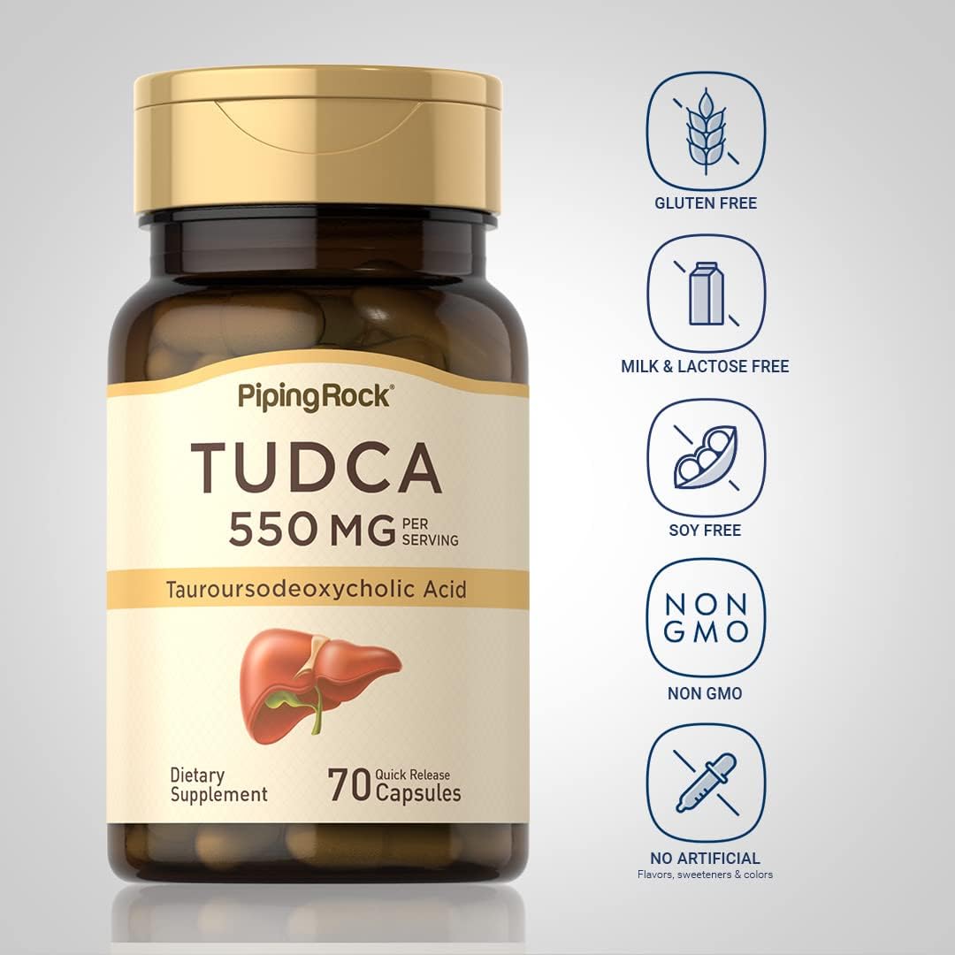 Piping Rock TUDCA Supplement – 550 mg, 70 Capsules – Tauroursodeoxycholic Acid, Non-GM, Gluten-free - görsel 3