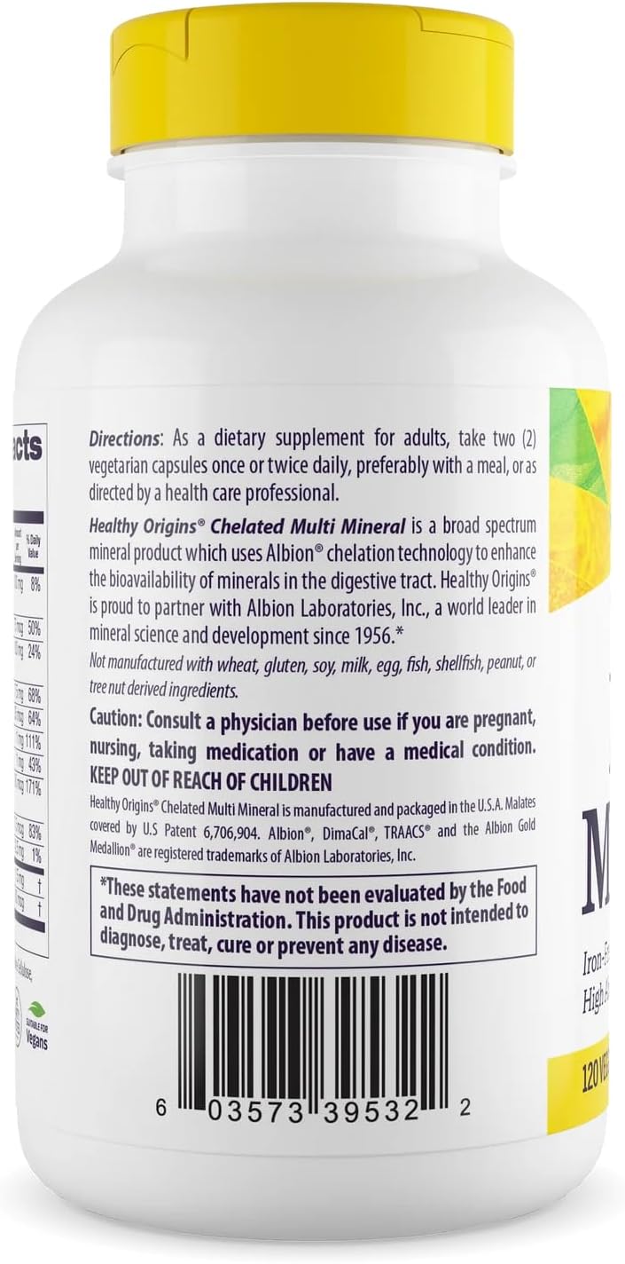 Healthy Origins Chelated Multi Mineral – 120 Veggie Capsules with Albion TRAACS - görsel 3