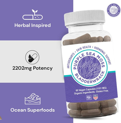 BocaHeal Purple Sea Moss + Bladderwrack Capsules, 2202mg, 60 Capsules