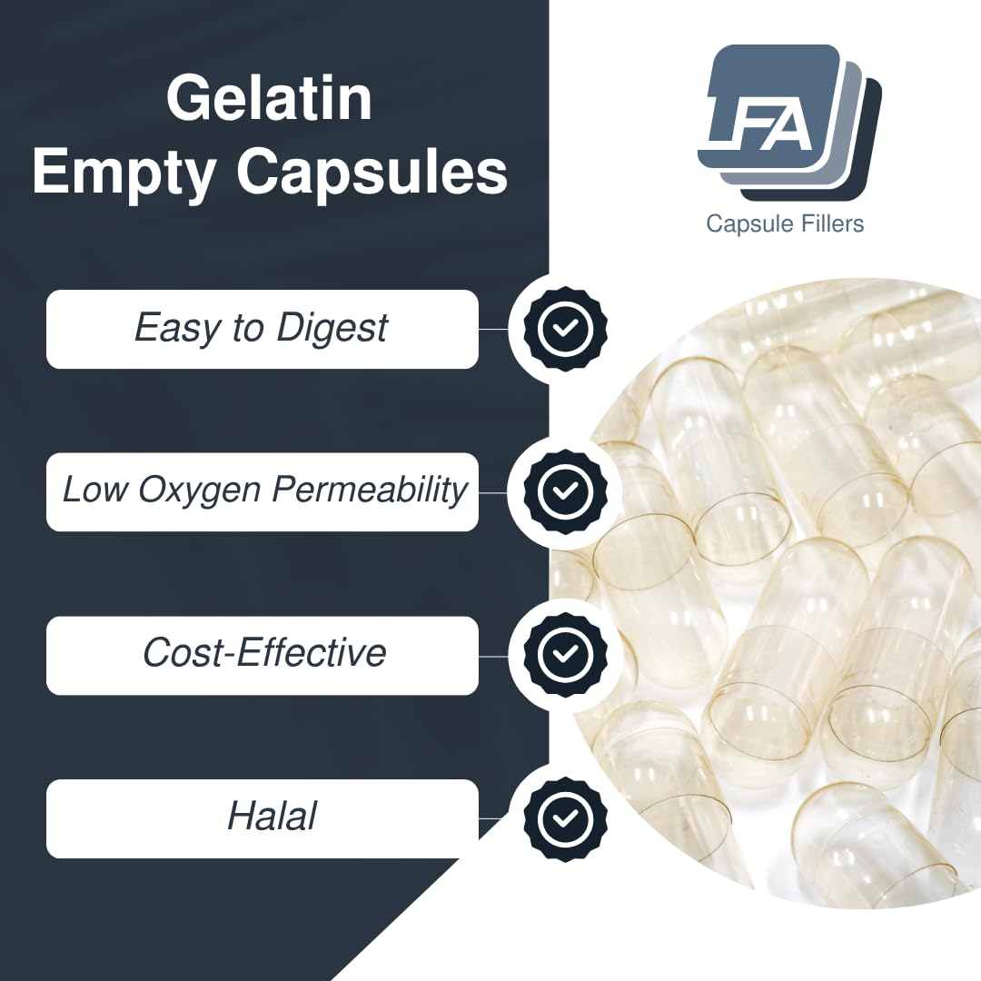 LFA Tablet Presses Empty Capsules Size 0 - 10,000 Count - Pre-Joined Gelatine Capsules - Halal Certified - görsel 3