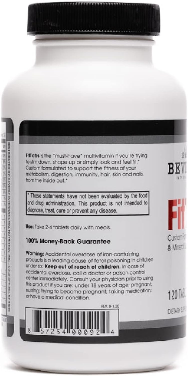 Beverly International Fit Tabs Daily Multivitamin with Iron Peptonate - 120 Tablets - görsel 3