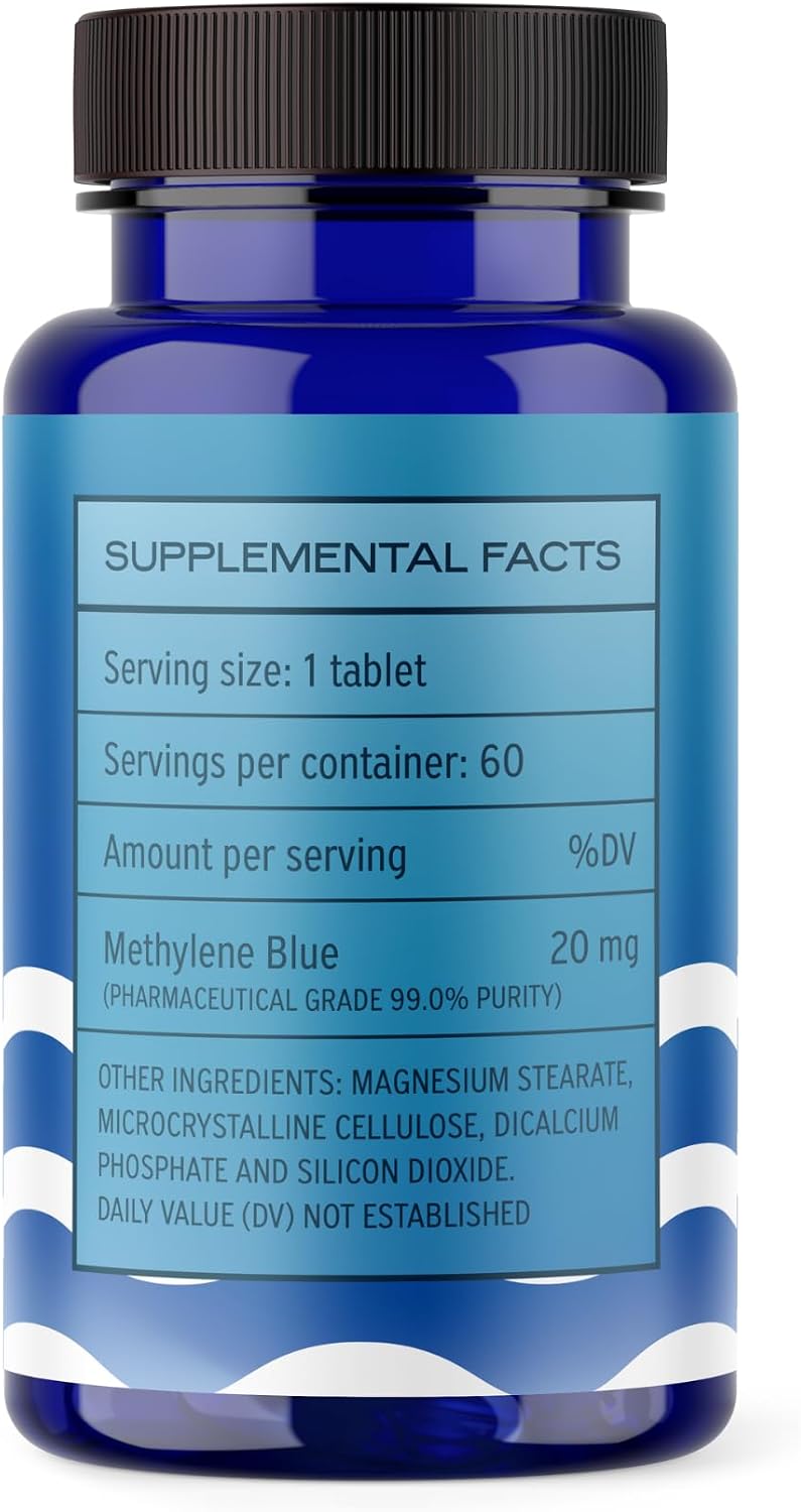 Methylene Blue, USP Grade, 20mg Tablets – 60 Scored & Unflavoured Tablets - görsel 2
