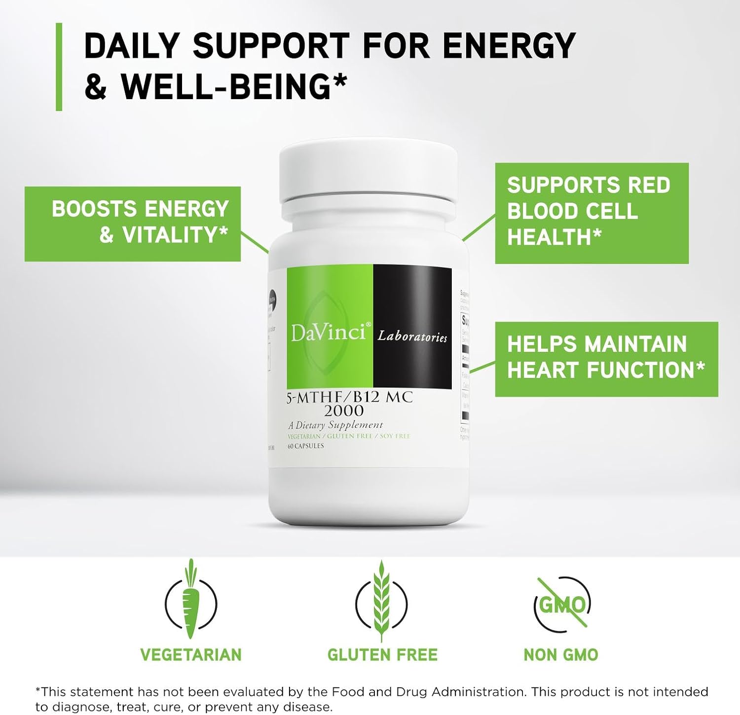 DAVINCI Labs - 5-MTHF/B12 MC 2000 - 60 Capsules - görsel 3