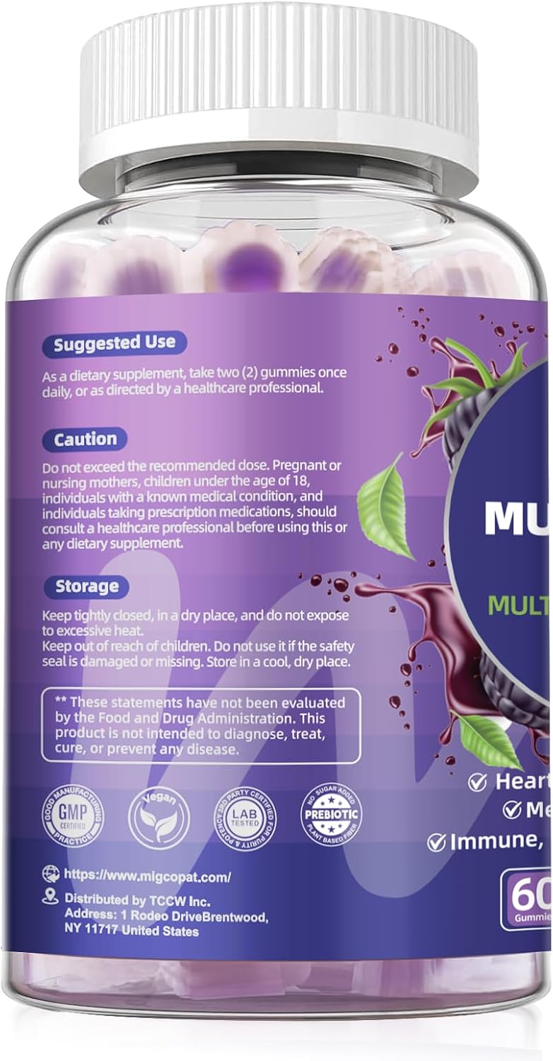 Men's Multivitamin Gummies with Omega-3, Probiotics & Methylated B Vitamins – Sugar-Free Blackberry - görsel 9
