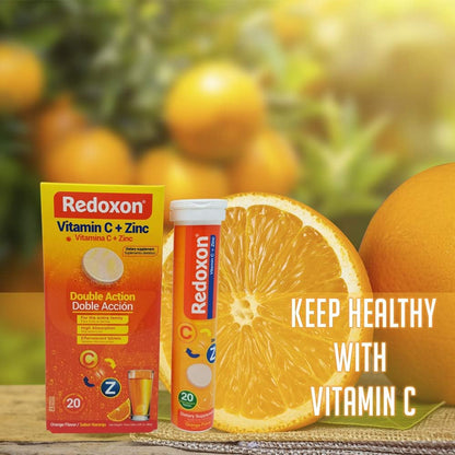 Redoxon Orange Effervescent Vitamin C with Zinc, 20 Tablets (6 Pack) 20 Count