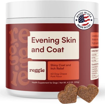 Reggie Skin & Coat Supplements for Dogs – Omega-3 Fish Oil & Vitamin E – 60 Soft Chews