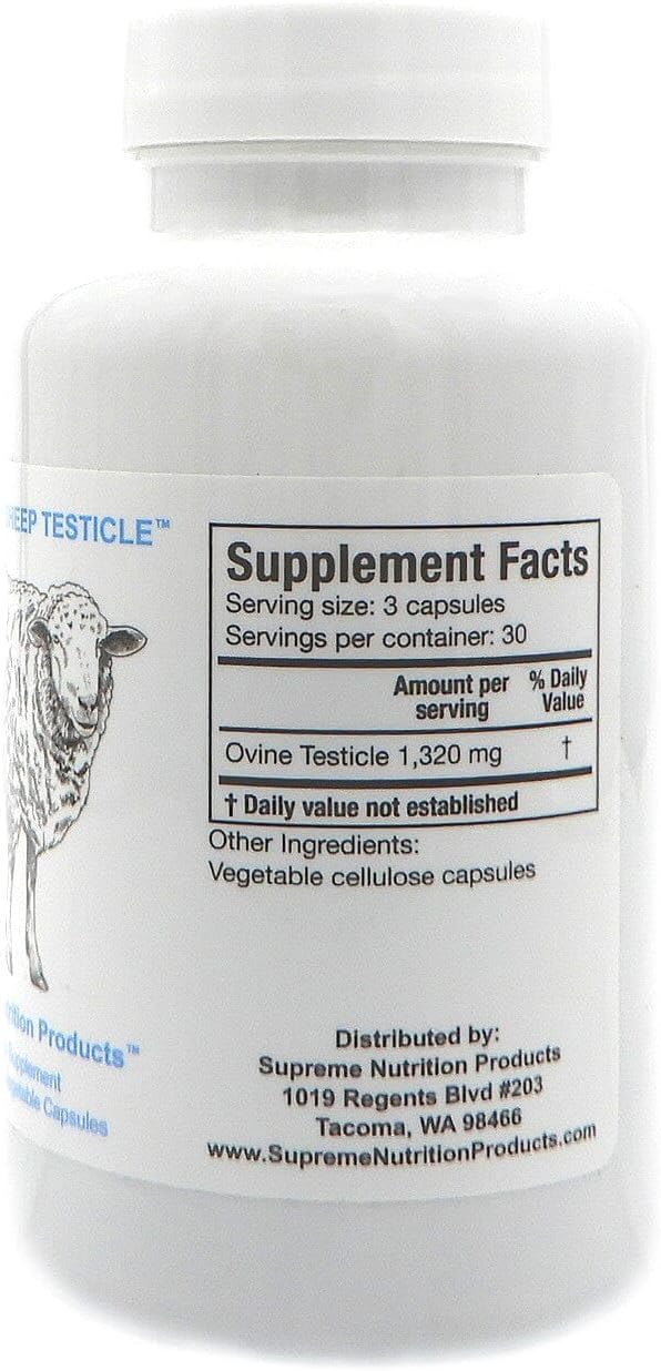Supreme Nutrition Sheep Testicle - 100% Grass Fed and Finished in New Zealand, 90 Capsules of Pure Ovine Testicle - görsel 2
