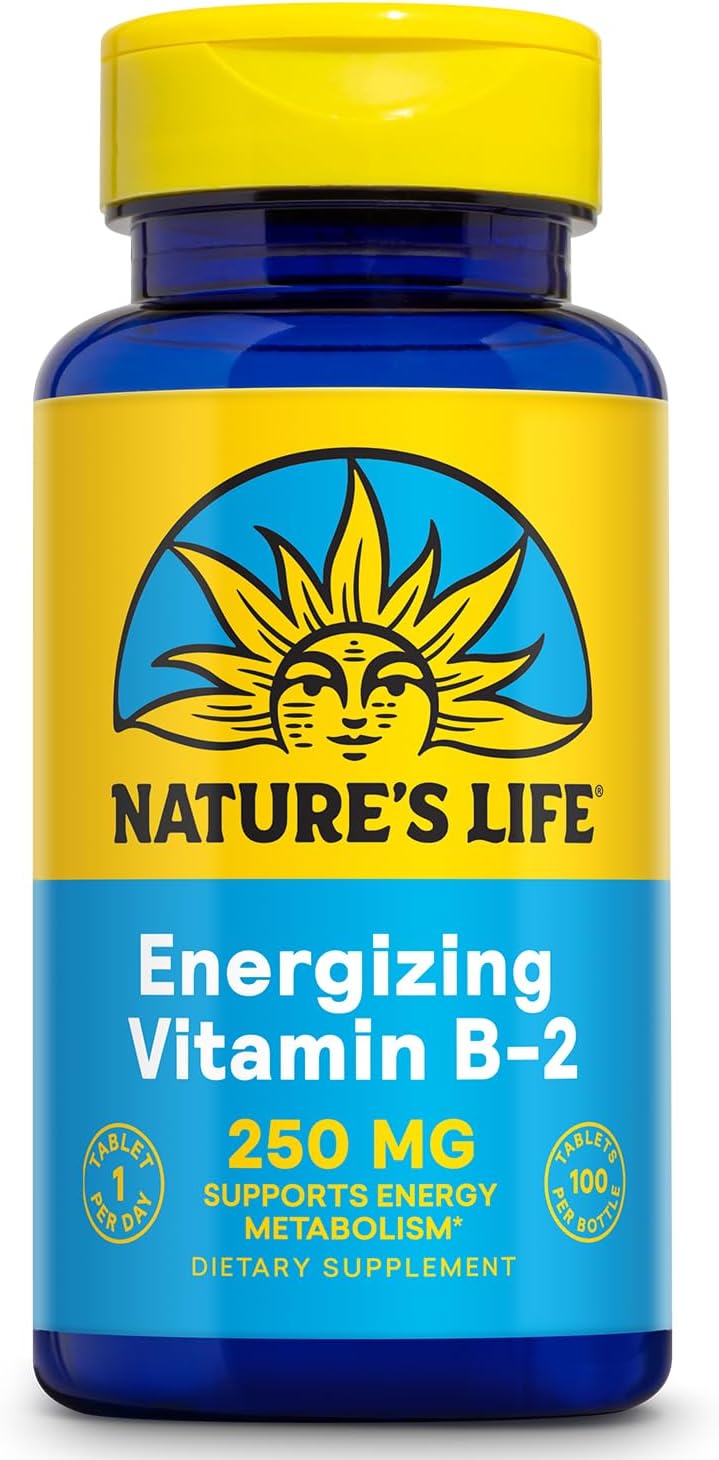 Nature's Life Vitamin B2 250 mg - High Strength Riboflavin for Energy Metabolism - 100 Tablets - görsel 1