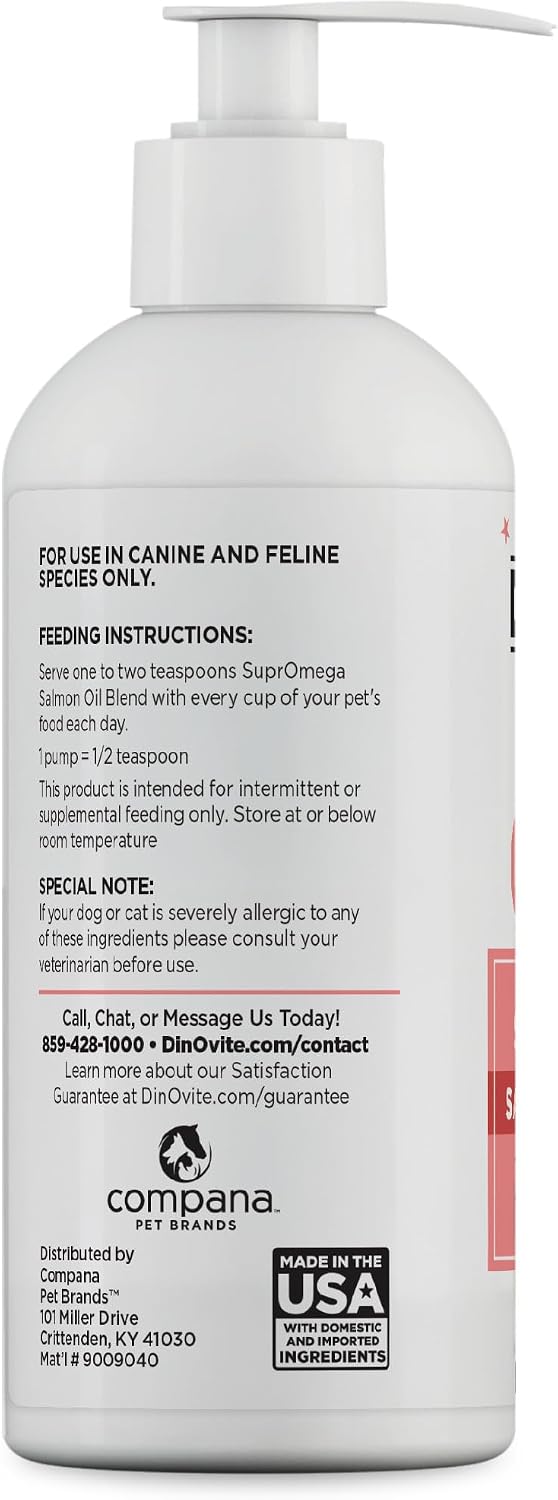 Dinovite SuprOmega Wild Caught Salmon Oil for Dogs and Cats - GM-Free Omega-3 Skin and Coat Supplement, 16 oz – Image 6