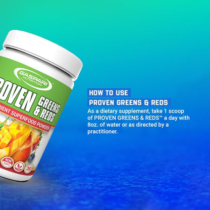 Gaspari Nutrition Greens and Reds: Organic Superfood Powder, Immune Support, Probiotics and Fibre, Vegan and Non-GMO (30 Servings, Mango Splash)