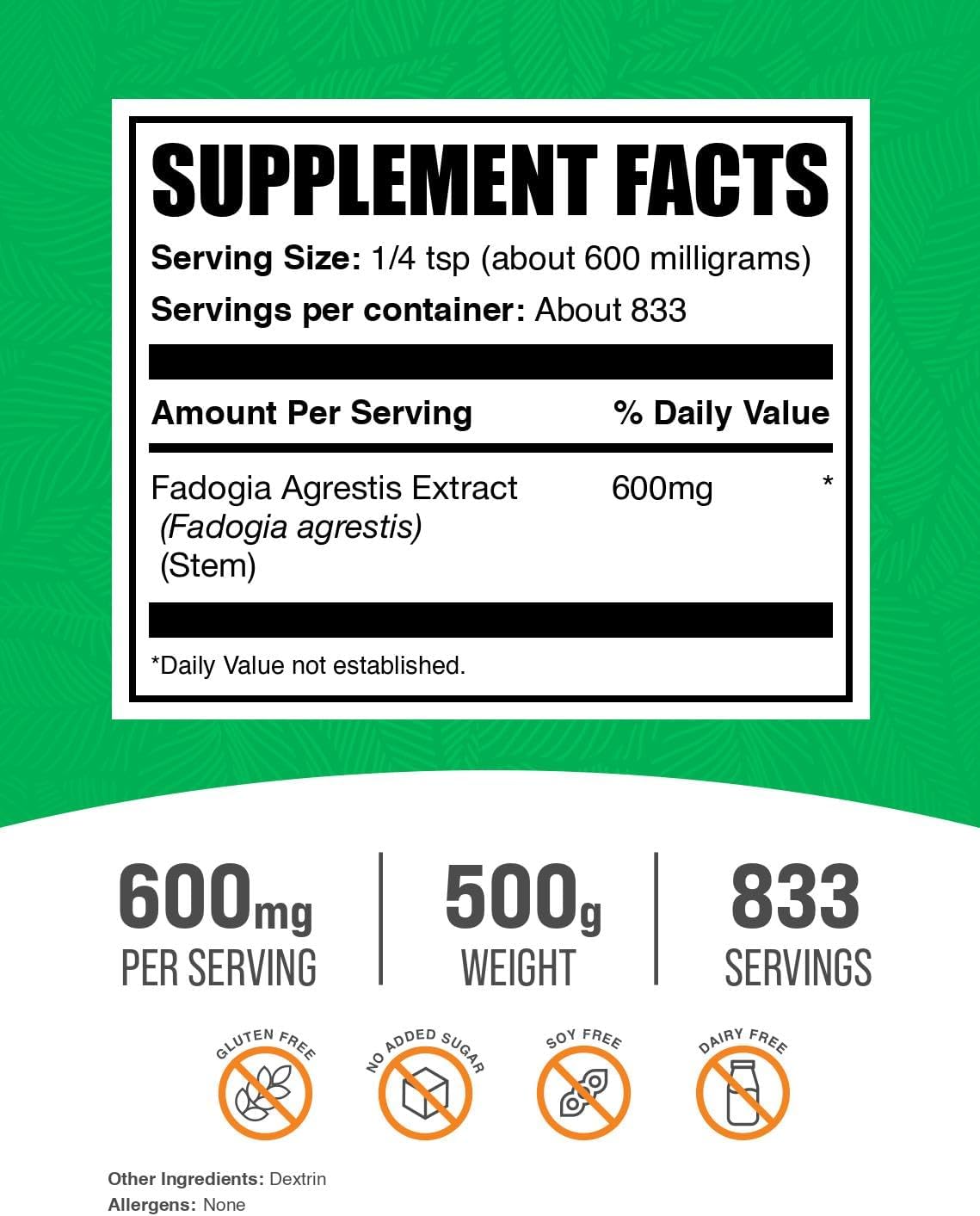 BulkSupplements.com Fadogia Agrestis Extract Powder, 500g - görsel 2