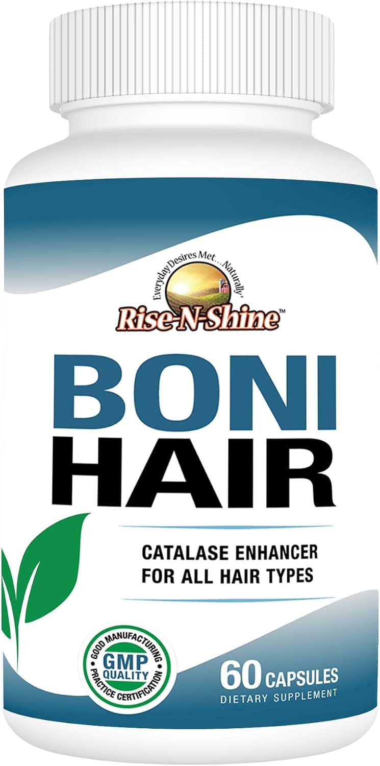 Rise-N-Shine BoniHair Catalase Supplement - 10,000 IU with Saw Palmetto, Biotin, Fo-Ti, PABA - 60 Capsules - görsel 1