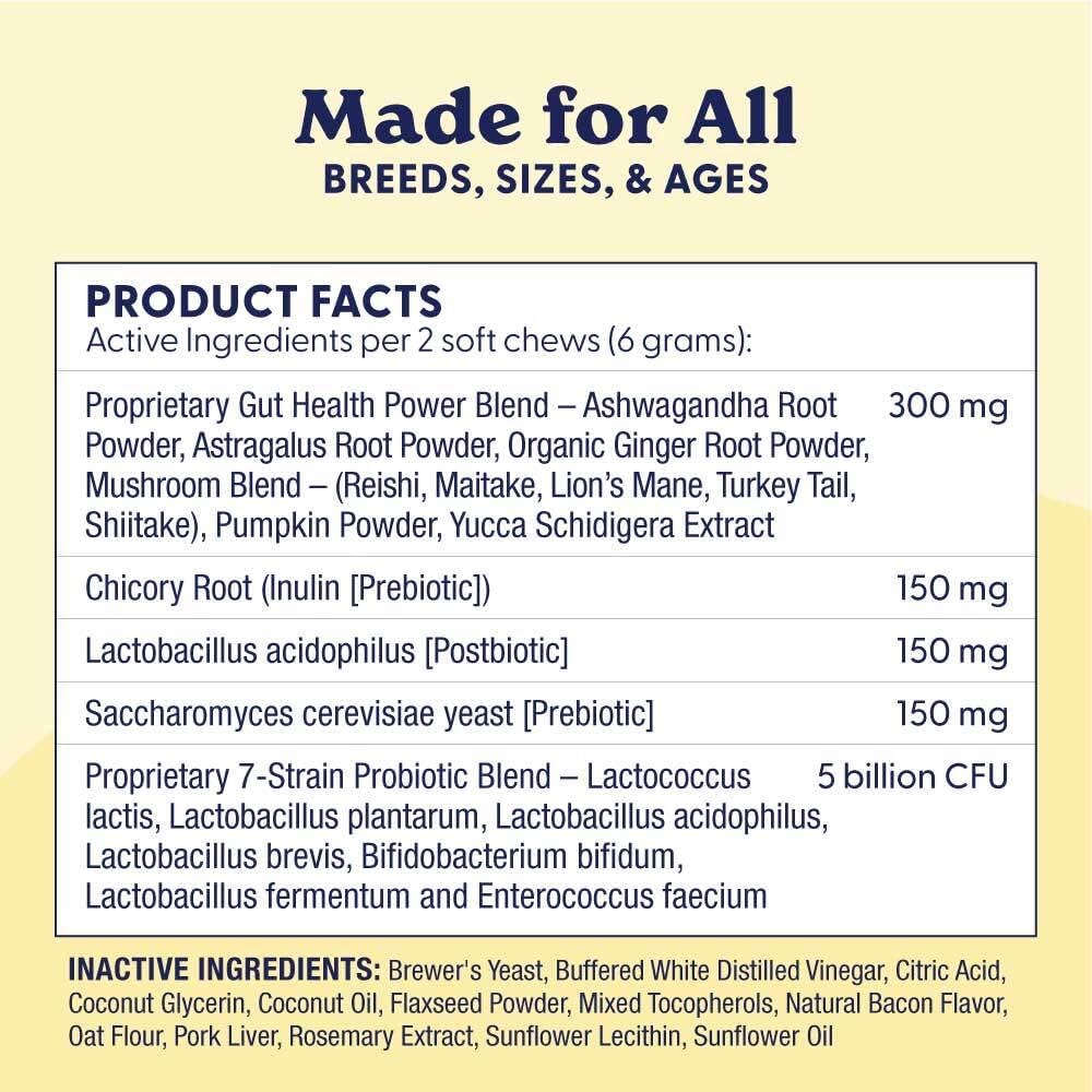 Origin Labs Belly Buddies Probiotics for Dogs - Prebiotics & Probiotics - 5 Billion CFU - Natural Bacon Flavour, 90 Soft Chews - görsel 8