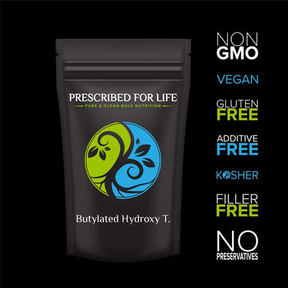 Prescribed For Life BHT Powder - Pure Butylated Hydroxytoluene, Vegan, Gluten-free, Non GMO (113 g)