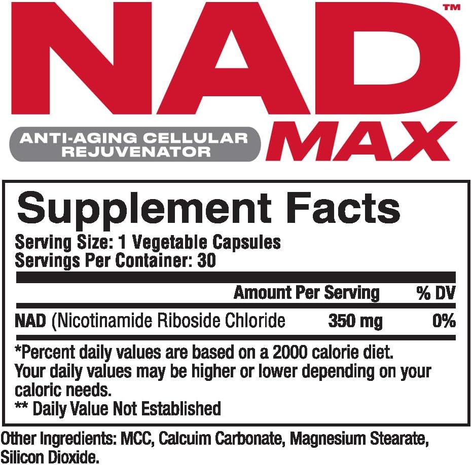 Metabolic Nutrition NAD MAX 350mg Anti-Ageing Cellular Rejuvenator, Promotes Cellular Energy and Mitochondrial Function, 30 Day Supply - görsel 2