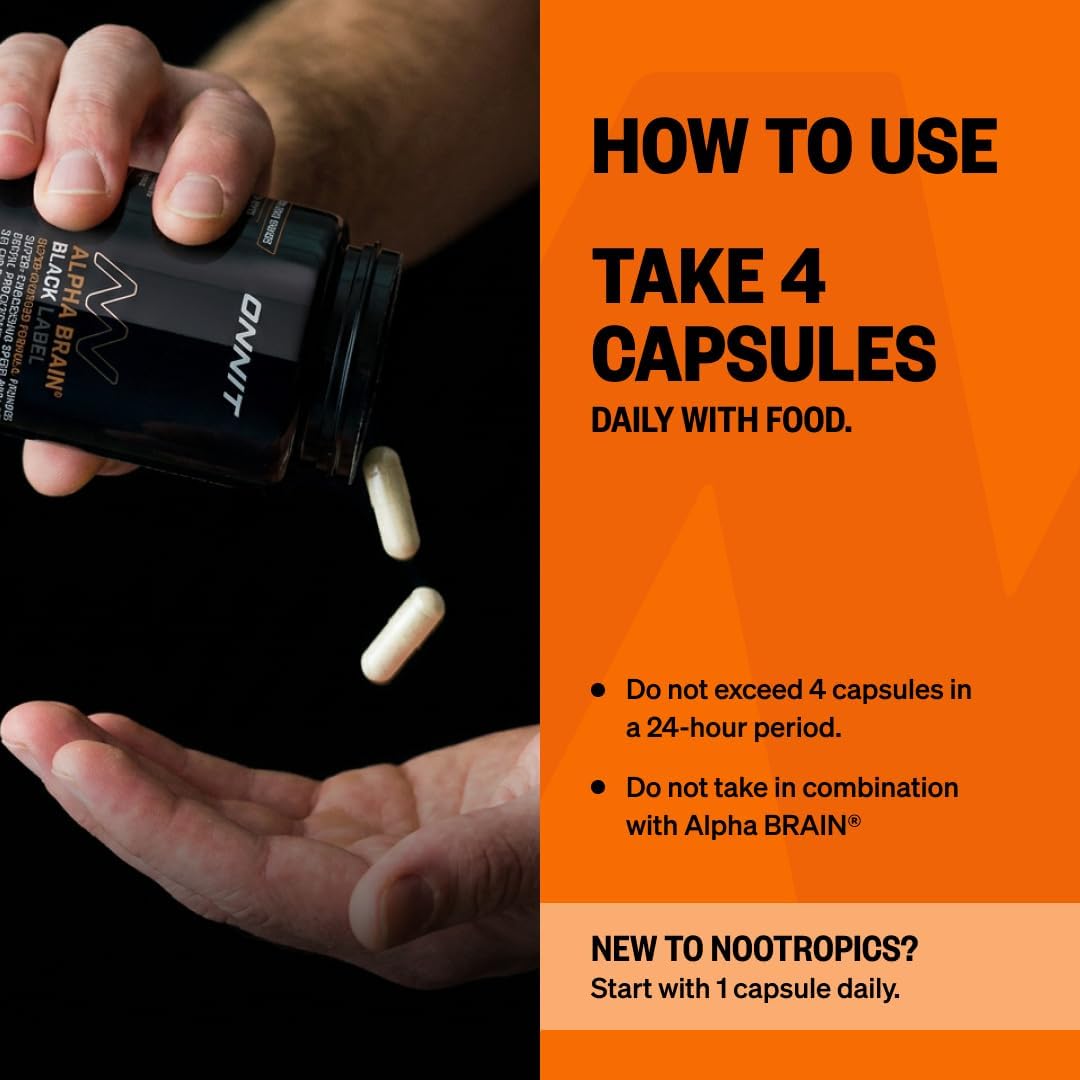 ONNIT Alpha Brain Black Label Capsules - Cognitive Support with Citicoline, Lion's Mane and Lutein (80 Capsules) - görsel 6
