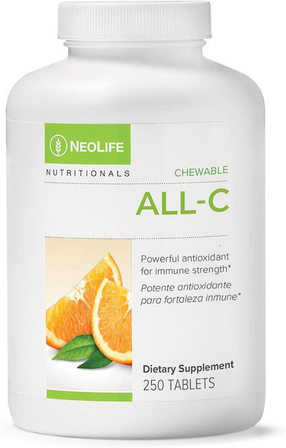 NeoLife All-C Vitamin C Chewable Tablets – Orange Flavour with Bioflavonoid Complex – 250 Tablets