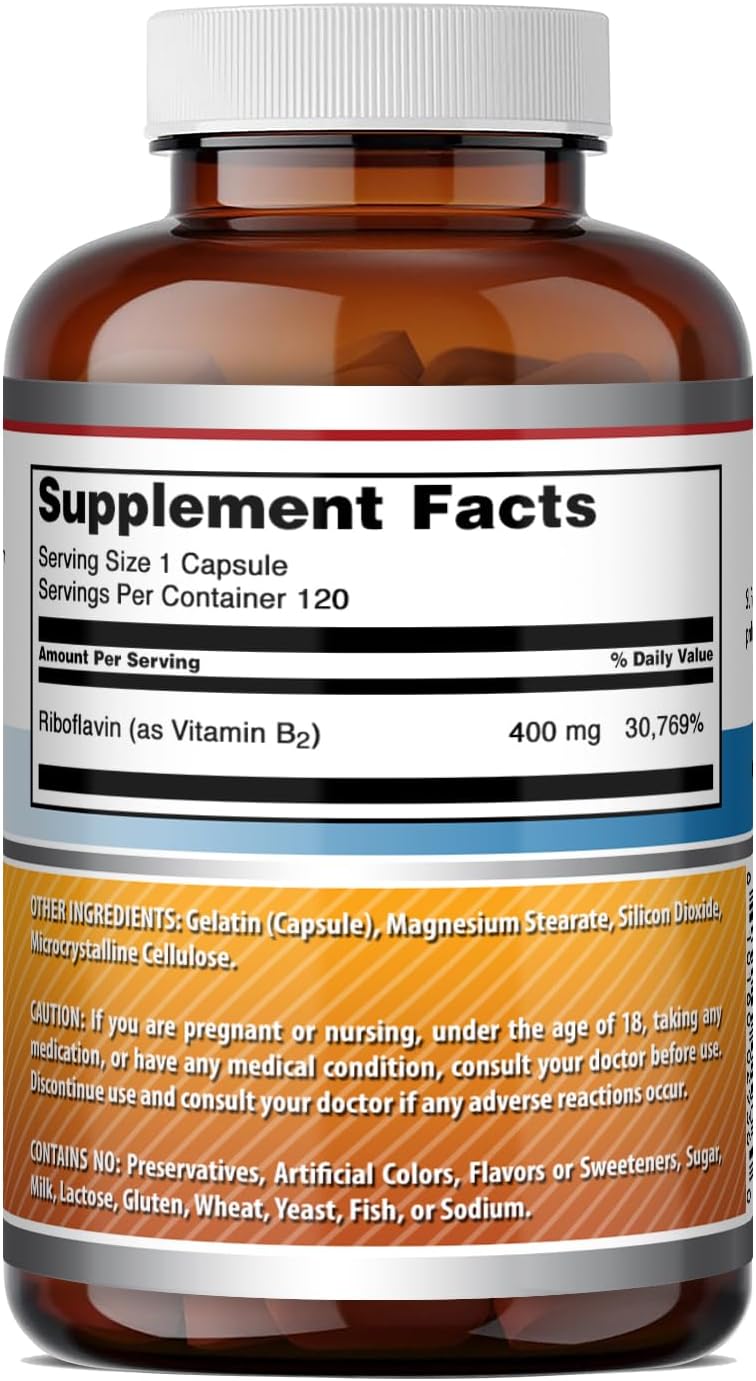Amazing Formulae Riboflavin 400mg, 120 Capsules - görsel 5