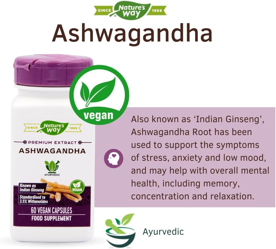Nature's Way Ashwagandha, 60 Vegetable Capsules - görsel 3