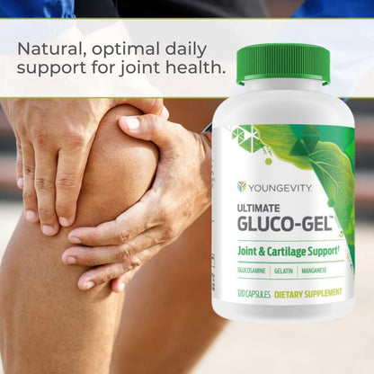 Youngevity Ultimate Gluco-Gel – Glucosamine, Gelatine & Manganese for Bones, Tendons & Cartilage (120 Capsules – 4 Bottles)
