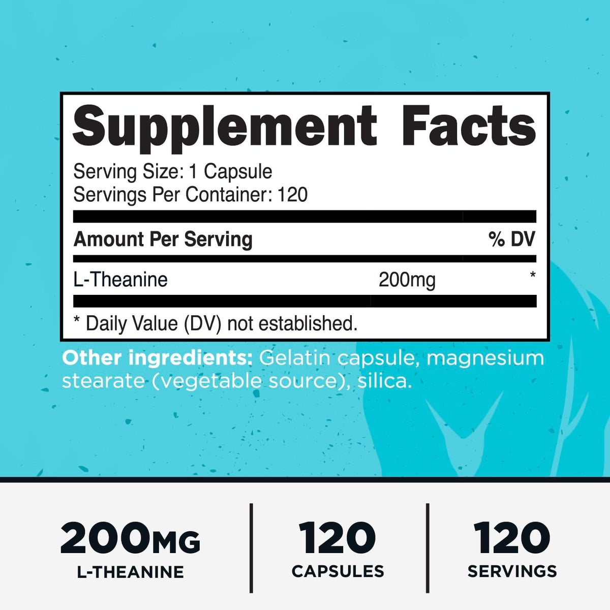 Primal L-Theanine Capsules - 200mg, 120 Capsules - Non-GMO, Gluten-free, Natural Amino Acid for Calm Focus - görsel 2