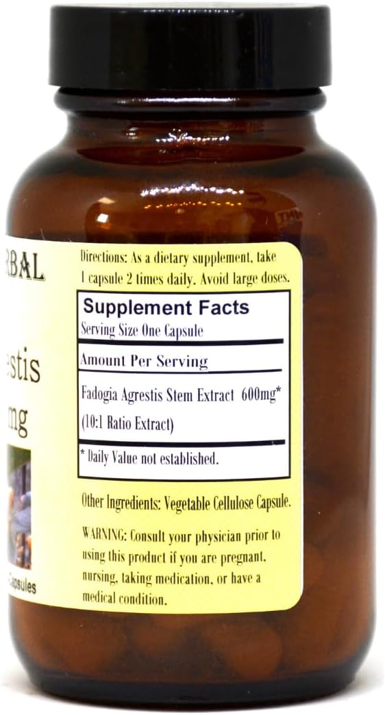 Barlowe's Herbal Elixirs Fadogia Agrestis Extract - 60 600mg Vegicaps - Stearate Free, Glass Bottle - görsel 2