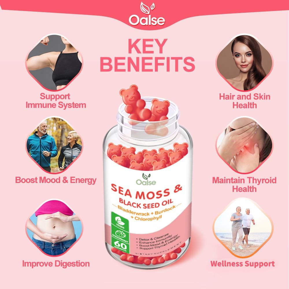 OALSE Sea Moss Gummies - 8-in-1 Advanced Formula for Immune Support & Energy (1-Pack) - görsel 2