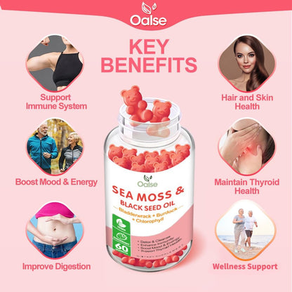 OALSE Sea Moss Gummies - 8-in-1 Advanced Formula for Immune Support & Energy (1-Pack)
