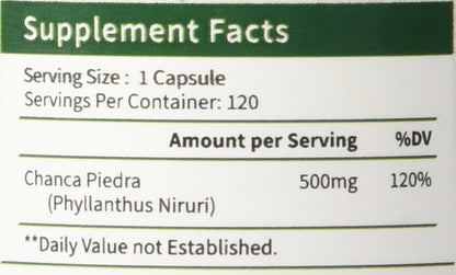 Activa Naturals Chanca Piedra 500mg – 120 Plant-Based Capsules – Phyllanthus Niruri Herb Extract