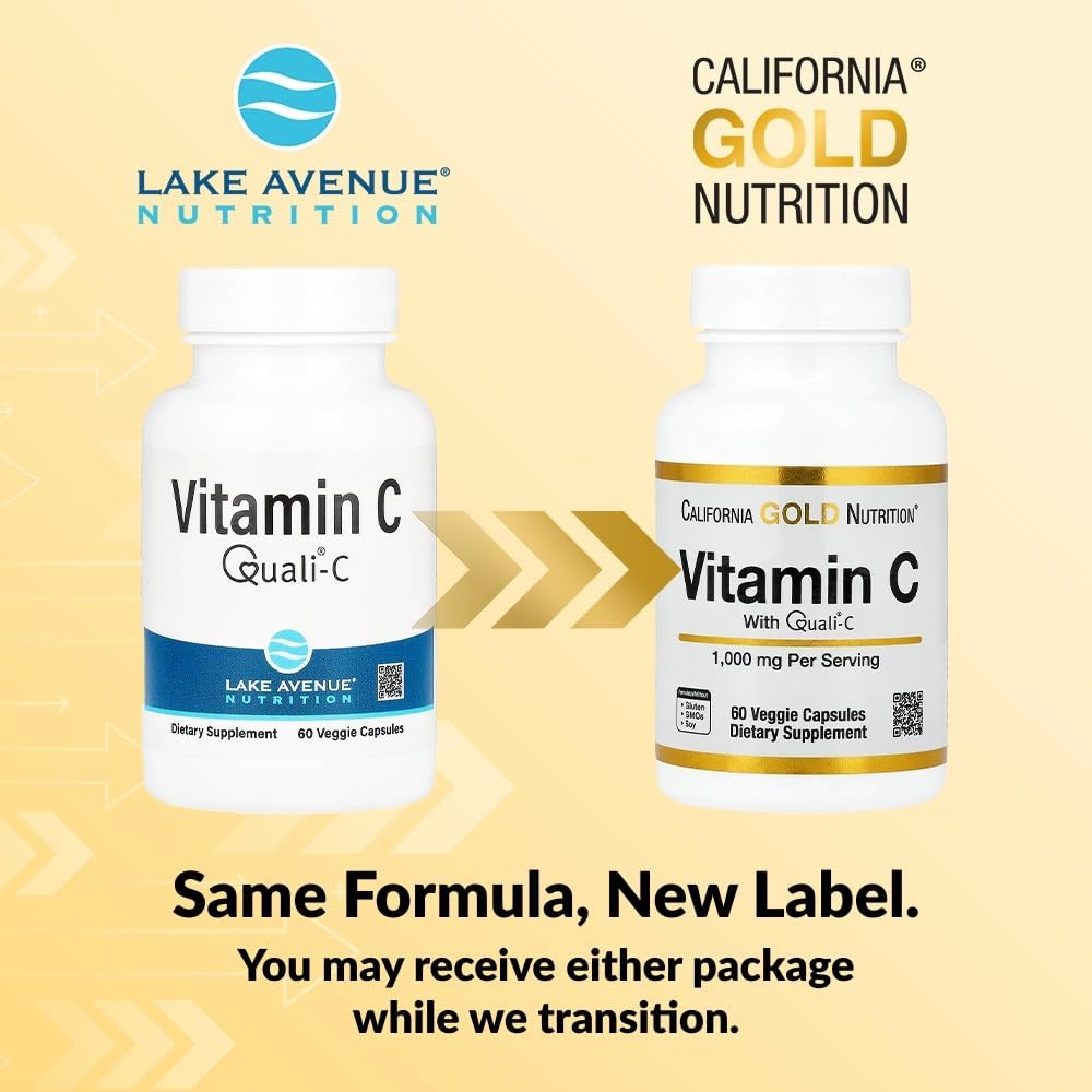 Lake Avenue Vitamin C, Quali-C, 1,000 mg, 60 Veggie Capsules - görsel 3