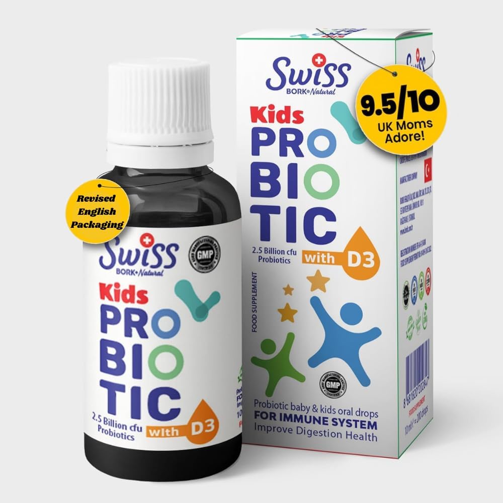 Swiss Bork Baby Probiotic Drops with Vitamin D3 — Baby Probiotics for Gut Health, Digestive Support, and Colic Relief – 10ml & 45 Days’ Supply (Halal) - görsel 1