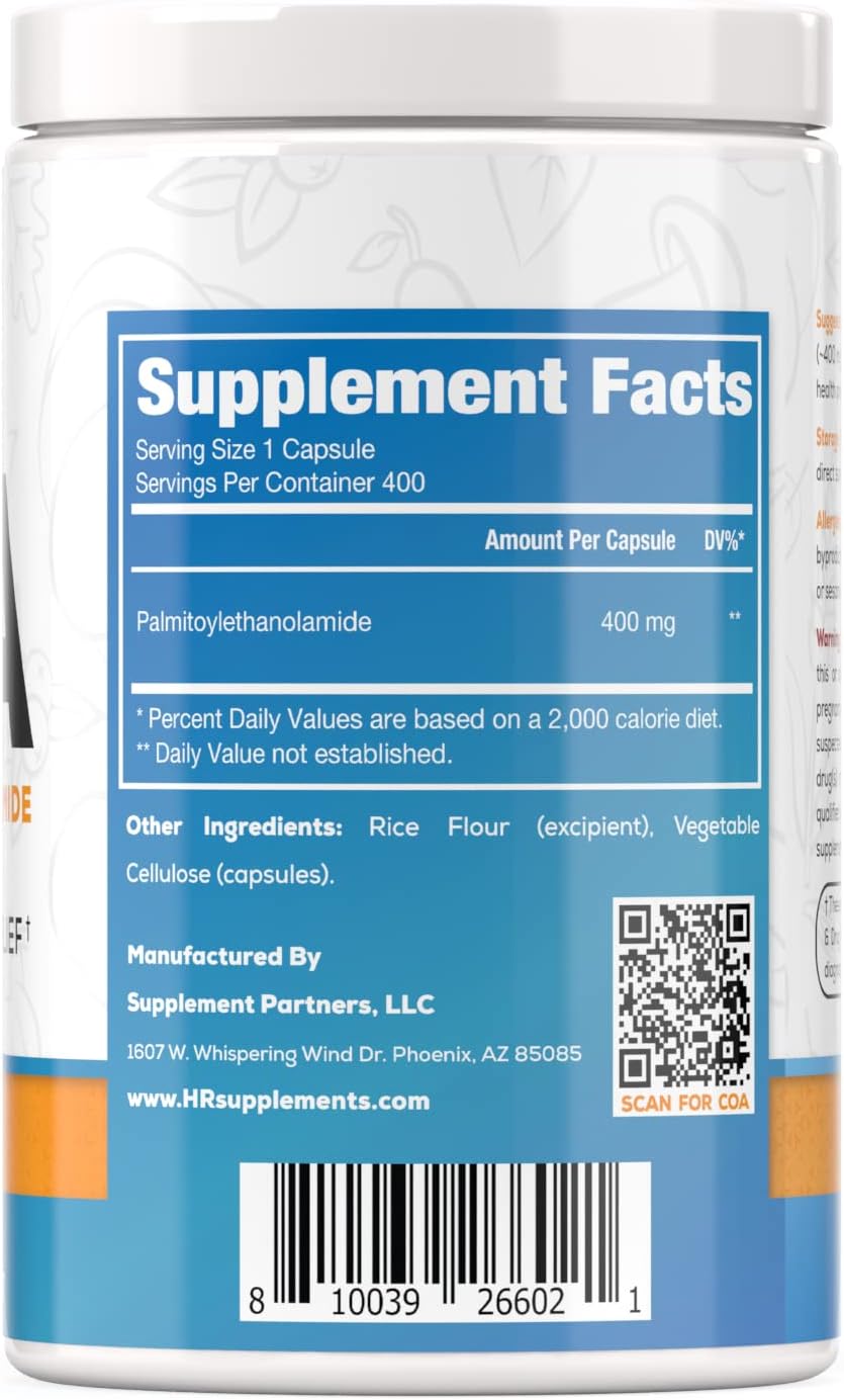 Harvest Naturals Palmitoylethanolamide (PEA) Capsules - 400mg, 400 Count - görsel 2