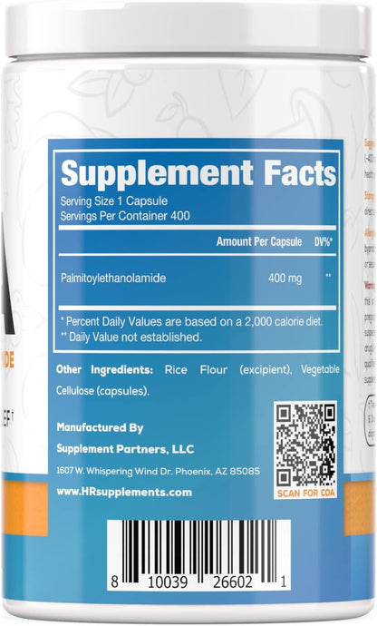 Harvest Naturals Palmitoylethanolamide (PEA) Capsules - 400mg, 400 Count