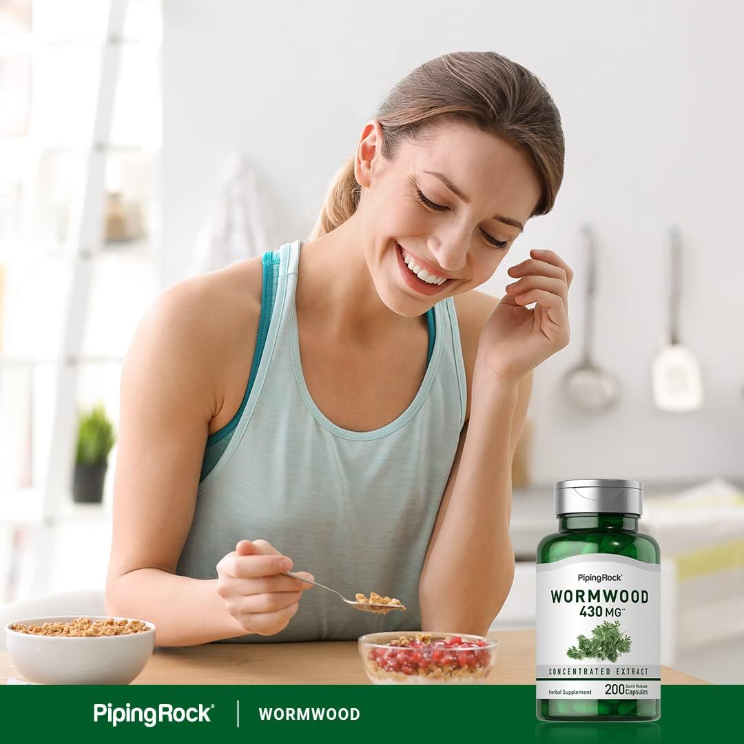 Piping Rock Wormwood Capsules - 200 Count, Concentrated Herbal Extract, Non-GM & Gluten-free - görsel 6
