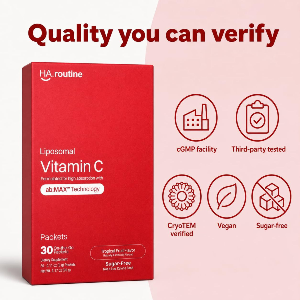 Haroutine Liposomal Vitamin C Powder Sachets - 500 mg per Sachet, Sugar-Free Tropical Fruit, 30 Count - görsel 6