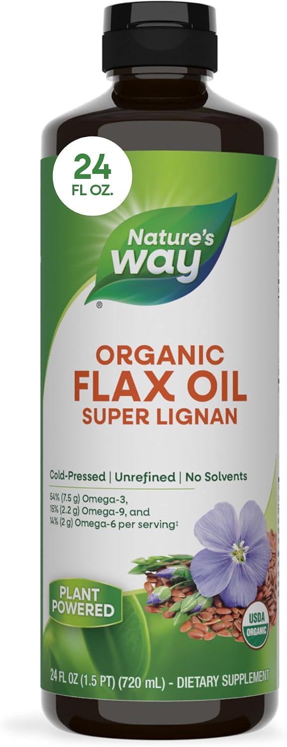Nature's Way Organic Flax Oil Super Lignan, Cold-Pressed Flaxseed Oil with Omega-3 ALA, Unrefined Organic Liquid, 473 ml - görsel 8